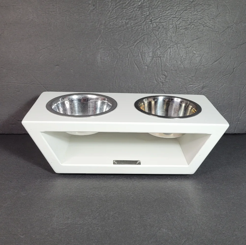 Pet Lounge Studios Angled Diner Double Bowl Feeder
